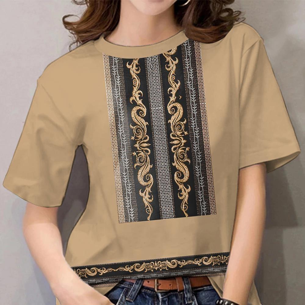 Neue ASEAN-Kleidung für Damen 2026: Ethno-Style-T-Shirt mit Rundhalsausschnitt und kurzen Ärmeln