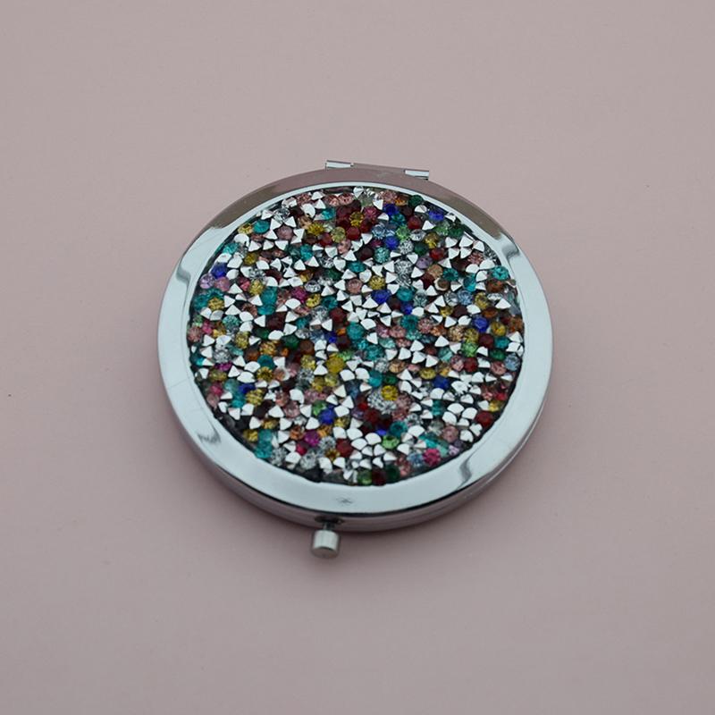 Miroir Compact Voyage Exquis Outils de Maquillage Rond Portable Pliant Miroir de Maquillage à Mettre dans la Poche Miroir Double Face