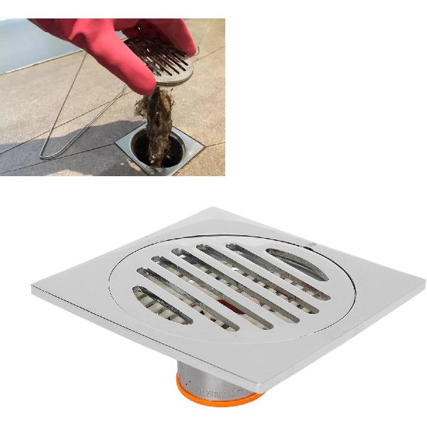 Odor Proof Floor Drain, Copper Stainless Steel Magnetic Levitation Floor Drain, Square Large Displacement Shower Floor Drain for Kitchen Bathroom