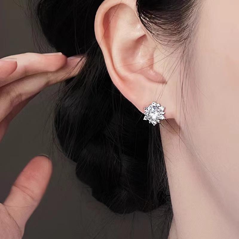 New  Plated Stud Earrings Zircon High Quality For Women'S Wedding Jewelry Accessories Party Gift