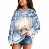 Blusão casual de lã polar para crianças com estampa de Natal e design com capuz