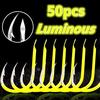 50pcs Fluorescent Fishing Hooks Carbon Steel Fishing Hooks