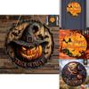 Modern Minimalist Wooden Halloween Door Sign With Creative Round Design For Home Decoration