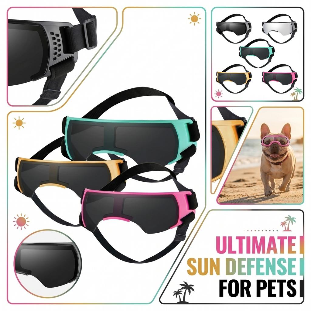 Pet Protective Goggles Adjustable Strap Windproof Dustproof UV Protection Eyewear for Dogs and Cats Outdoor Activities Safety Glasses