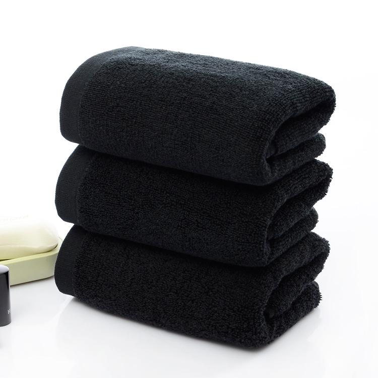 Pure Cotton Black Gym Towel with Custom Logo Design - Ideal for Gifts
