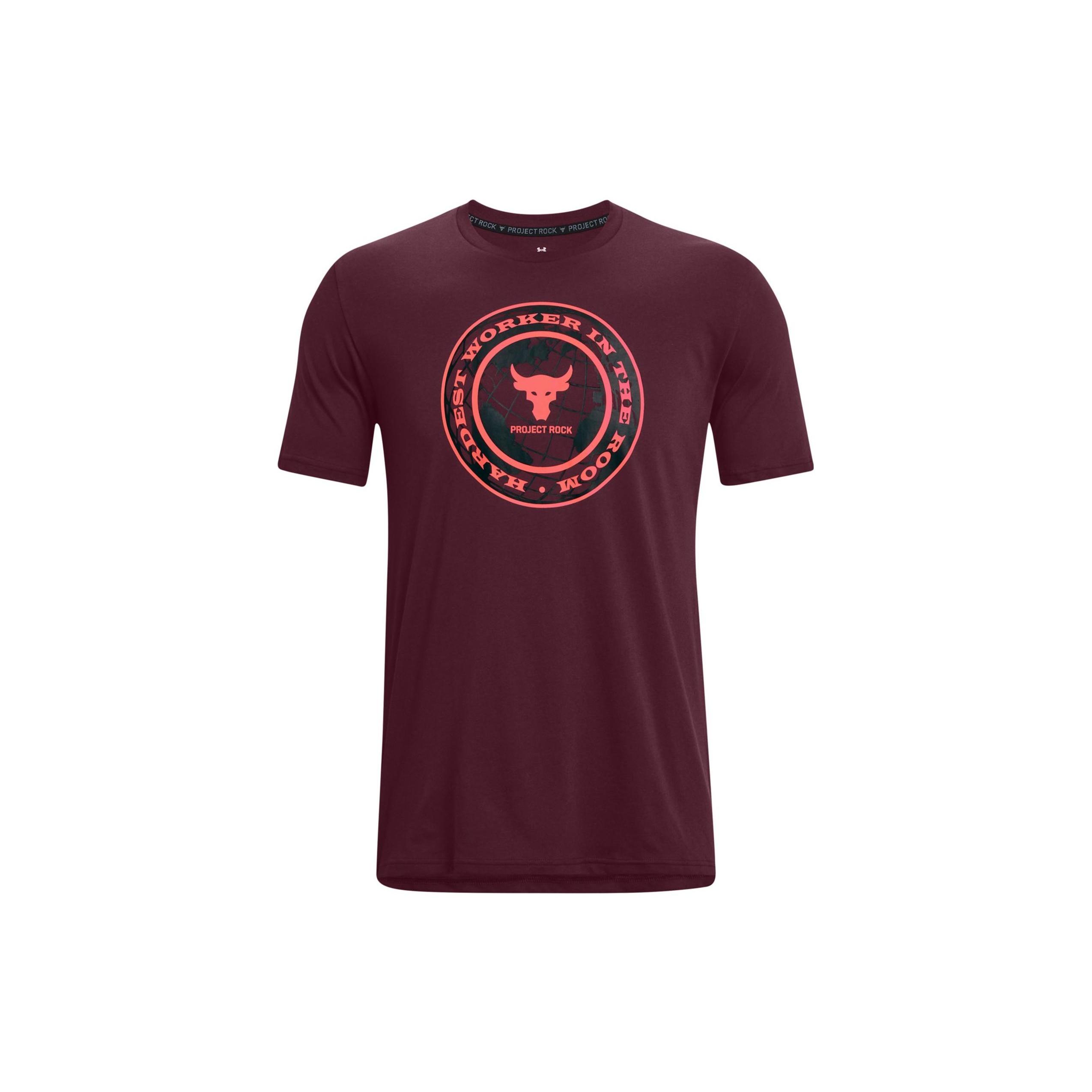 Under Armour Project Rock Globe T-shirt Burgundy Men s 1373746-600 XL