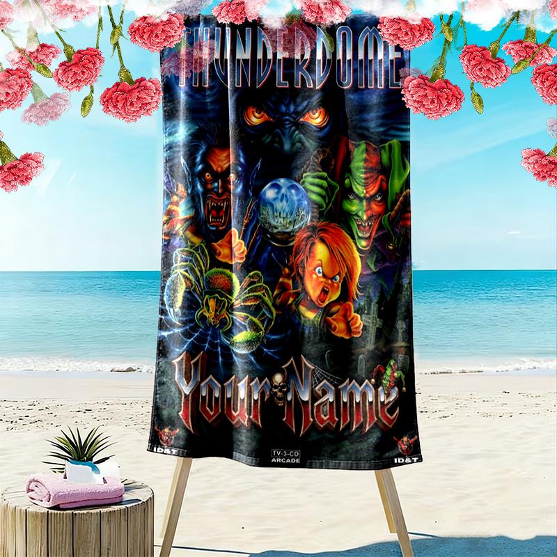 Name Custom Thunderdome Print Beach Towel, Large Soft Quick Dry Towel for Beach Camping Swimming