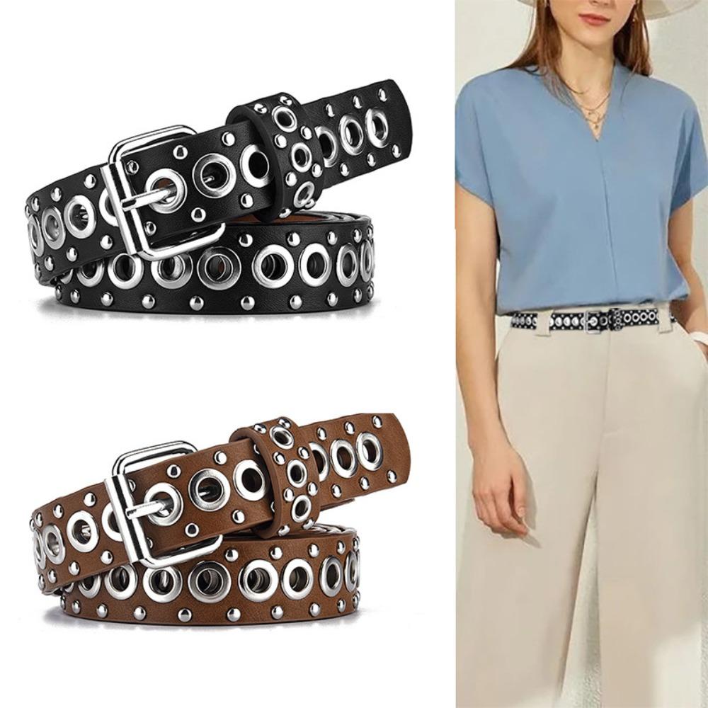 Pin Buckle Belt PU Leather Thin Belt Trendy Waist Strap Decor Accessories