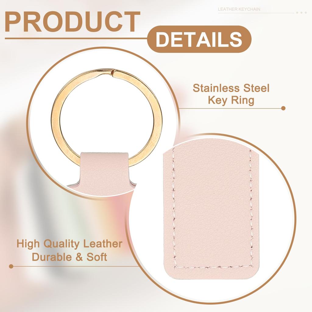 [PATIKIL] 9 Pieces Keychain Leather 72 x 24mm Rectangle Leather
