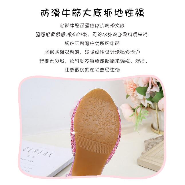 Sandales pour filles Nouvelle mode Grandes enfants Chaussures de princesse Été Enfants Polyvalentes Talons hauts Petites filles Sandales en cristal