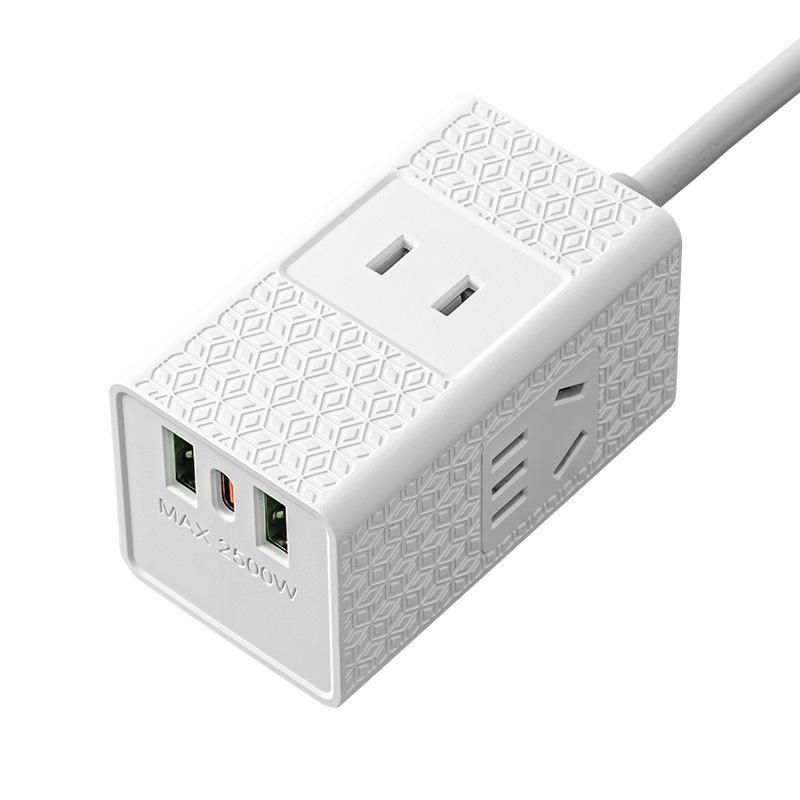 Compact Desktop Smart Power Strip with USB Ports and Cable Extension.
