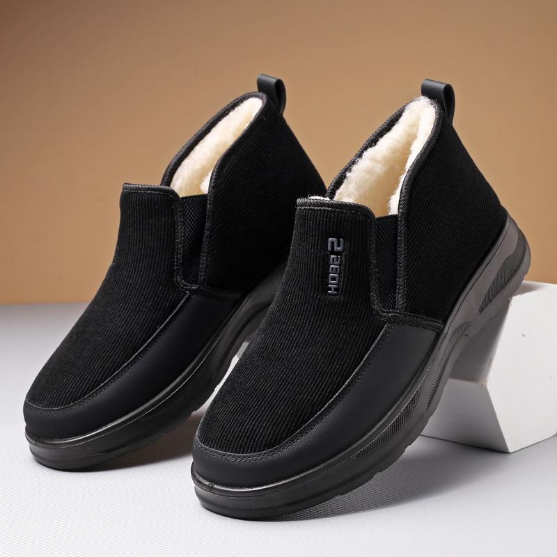 Cotton Shoes Middle-aged Elderly Men's New Plush Warm Anti Slip Snow Boots Outdoor Work Travel Leisure Shoes