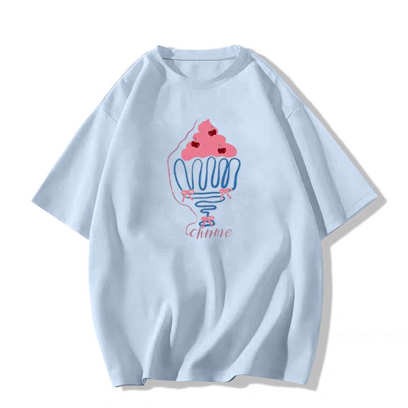 

Женская летняя белая хлопковая футболка с коротким рукавом, облегающая, 2025 – Уникальный дизайн 3XL светло-синий