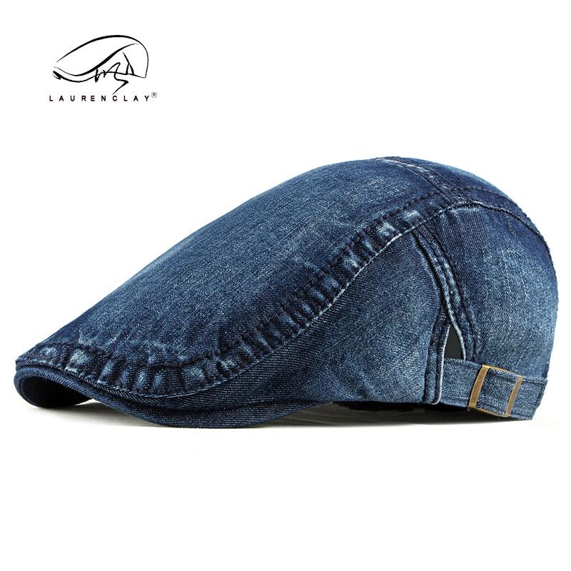 

Unisex Summer Duckbill Cap: Washed Denim, Breathable Newsboy Style Adjustable [Washed Denim]