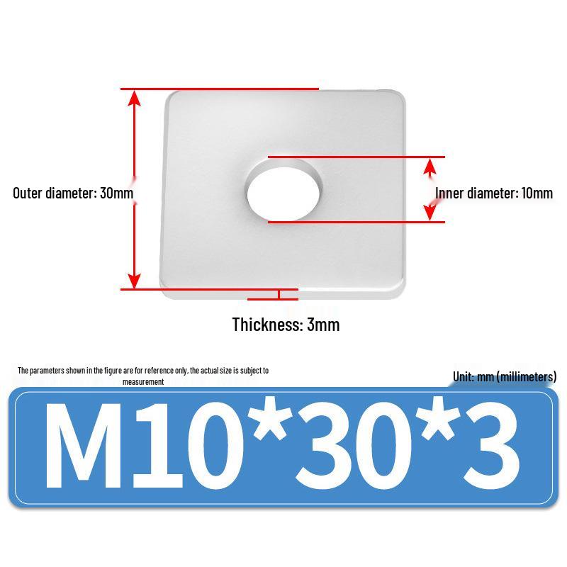304 Stainless Steel Thickened Square Flat Washers M4-M24