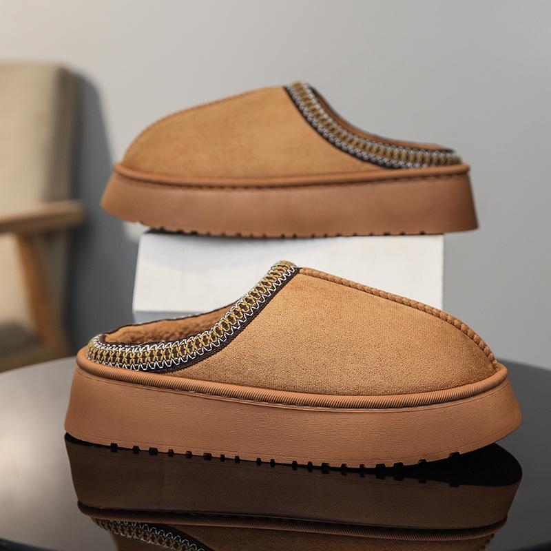 

2025 Осень/Зима Комнатные Меховые Хлопковые Тапочки на Толстой Подошве для Мужчин и Женщин 36/37 коричневый