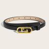 Simple Gold Oval Buckle Decoration Women Solid Color Slim Belt For Use Daily