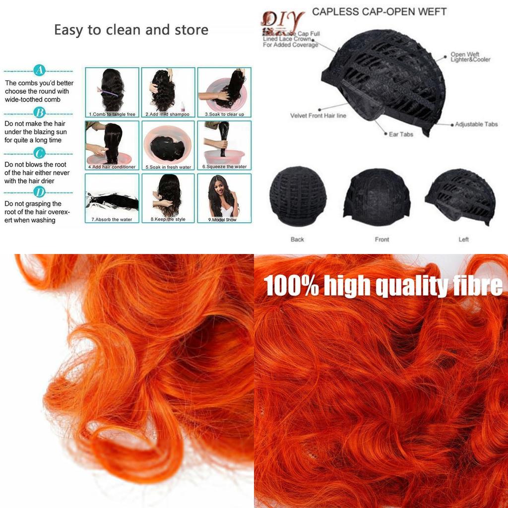 Red Retro Curls Long Wig For Women Cosplay Party Halloween Costume
