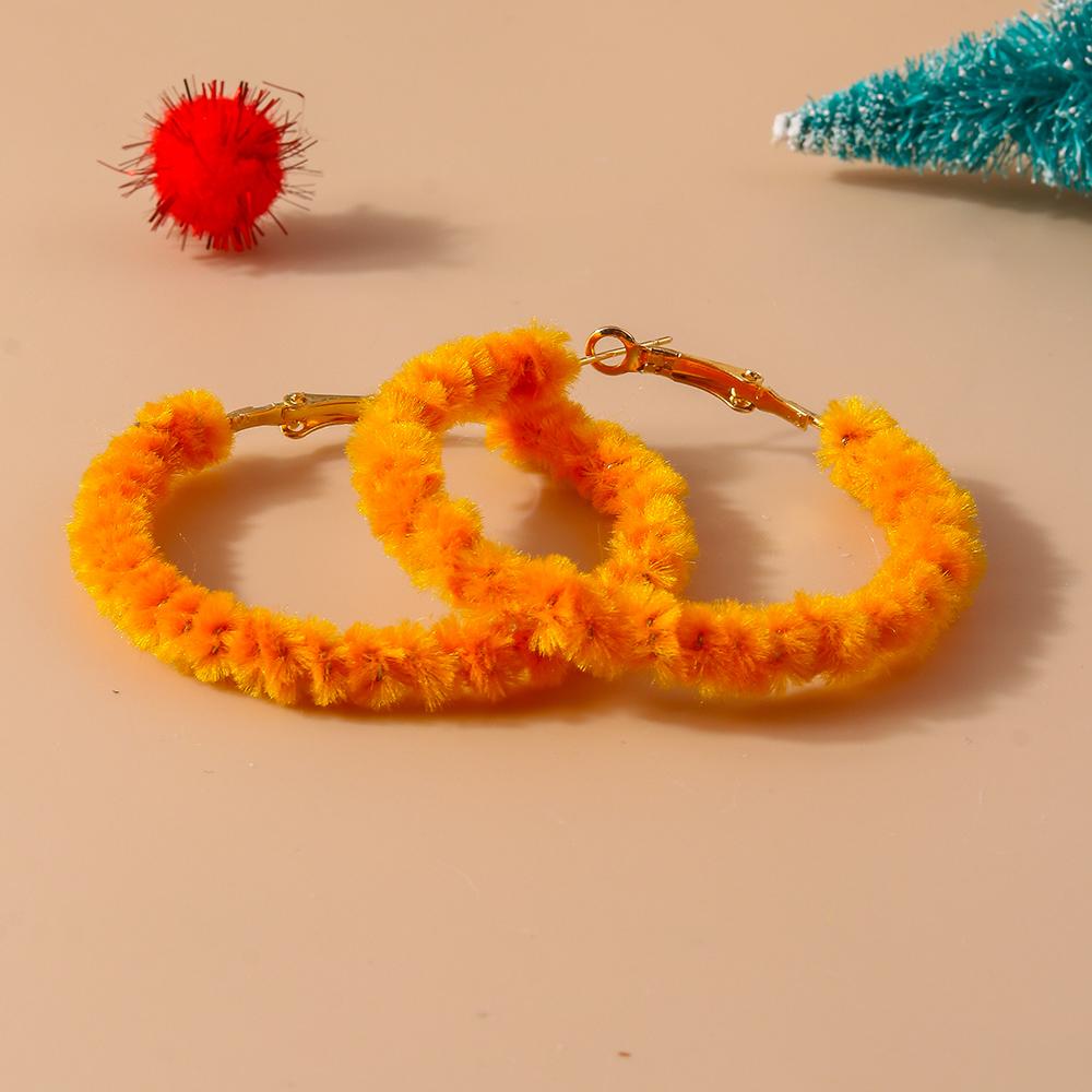 Fashion Christmas Wreath Circle Hoop Earrings for Women Girls Colorful Beads Earrings New Year Party Festival Jewelry Gifts