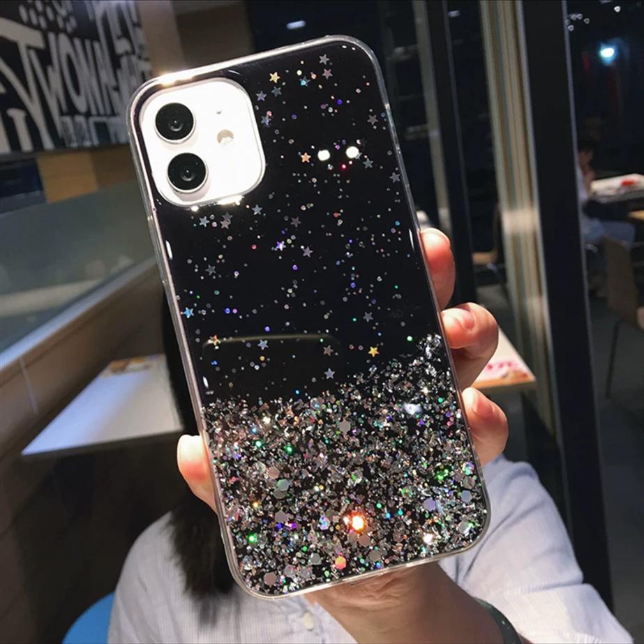 Luxury Purple Sequin Glitter Bling Phone Case For Iphone 16 Pro Max 15 14 13 12 11 Xr Xs 7 8 Plus Fashion Shockproof Soft Cover