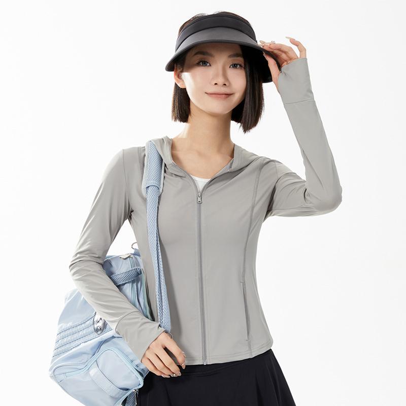 Sunscreen clothes women's summer cool slim stand-up collar UV protection women's yoga jacket breathable long-sleeved original yarn sunscreen clothes