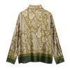 Fashion Style 2024 Fall and Winter New Women's Clothing Temperament Printed Silk Satin Texture Long Sleeves Lapel Shirt 8956192