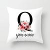 Personalized Name Flower Letter Pillow Case Alphabet Print White Square Pillow Case Dust Cover Bedroom Party Decoration