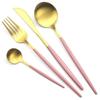 5Pcs Gold Dinnerware Cutlery Set Knife Cake Fork Tea Spoon Dinner Tableware Stainless Steel Flatware Home Kitchen Silverware Set