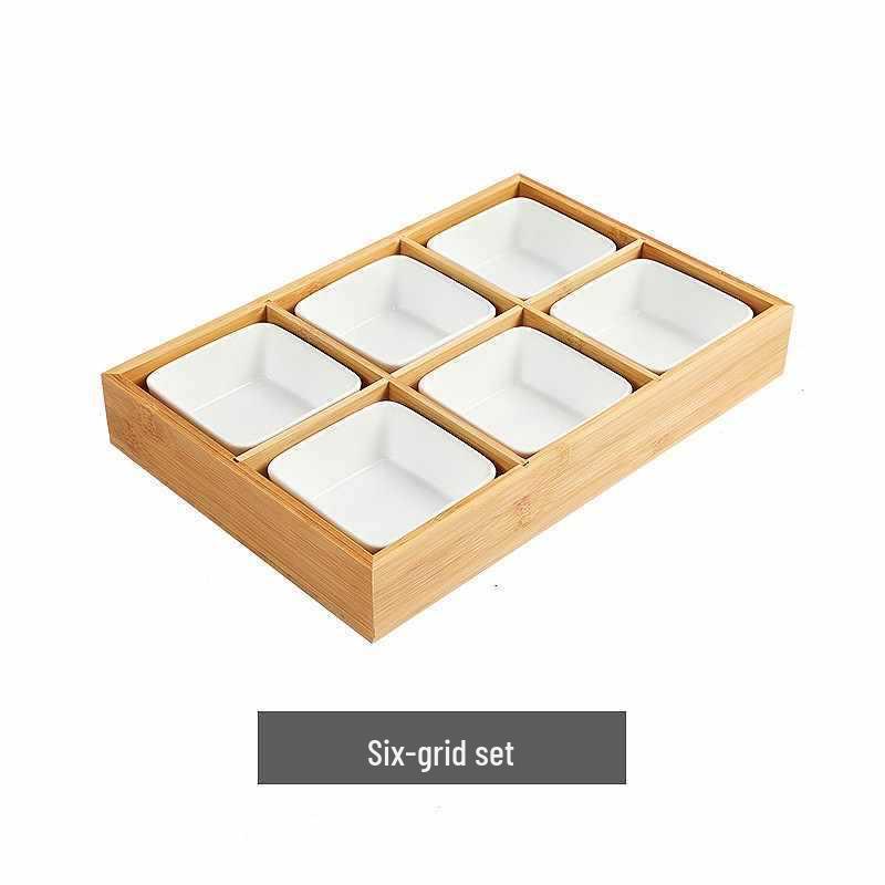 Wooden Multi-Compartment Tea Tray & Snack Plate