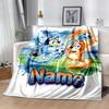 Soccer Fun Bluey Customize Text Blanket Gift Personalized Blanket Ultra-Soft Great for Living Room Bed Livingroom Nap Ideal for All Seasons