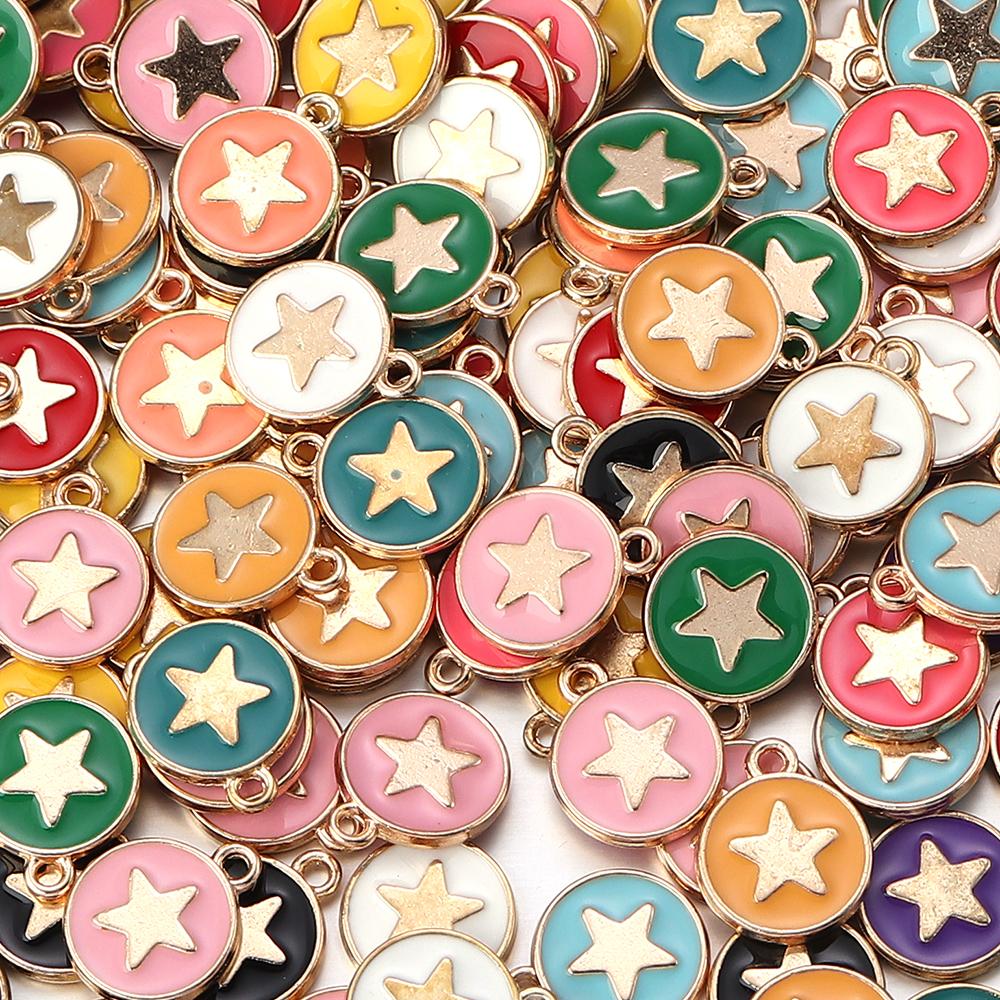 10pcs/lot Alloy Star Charms Color Drop Oil Charm Bead for Jewelry Making DIY Necklace Pendant Earrings Handmade Accessories