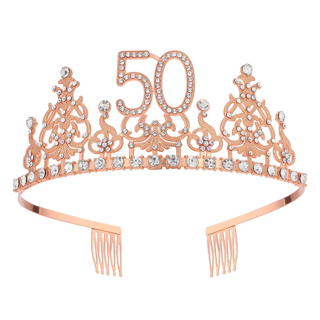 Fashion Alloy Digital Crown With Diamond Tiara 18Th Birthday Party Pearl Alloy Headband