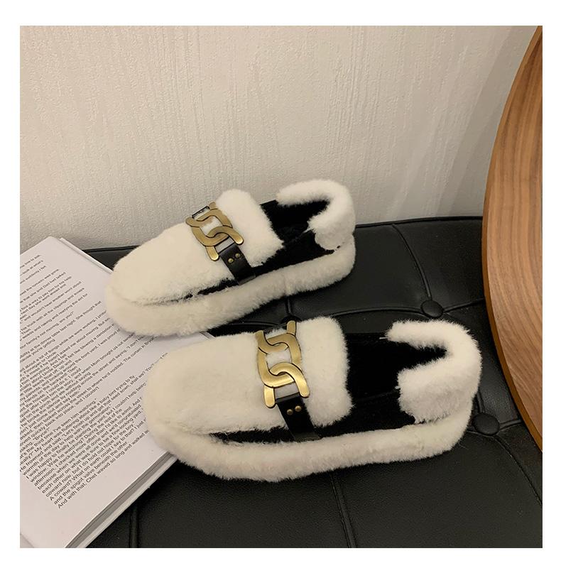 Fashion Women's Leopard Print Autumn Casual Shoes Round Toe Thick Sole Slip-on Loafers Fur Autumn New Outdoor Walking Shoes Slip-on 2024
