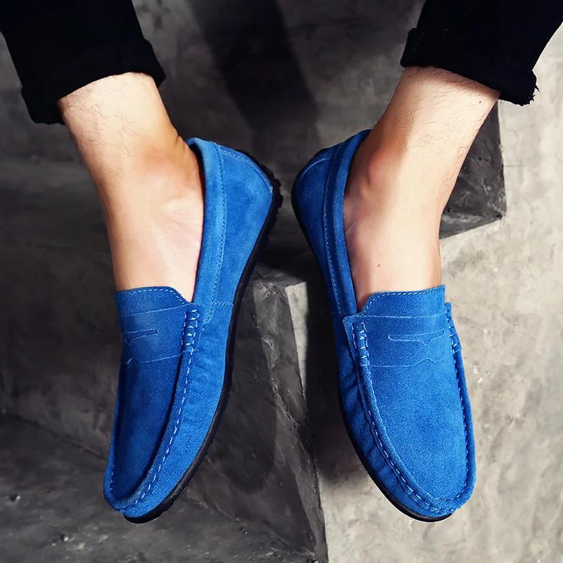 Men Casual Shoes Luxury Mens Loafers Handmade Suede Genuine Leather Men's Shoes Moccasins Slip On Flats Male Luxe Driving Shoes