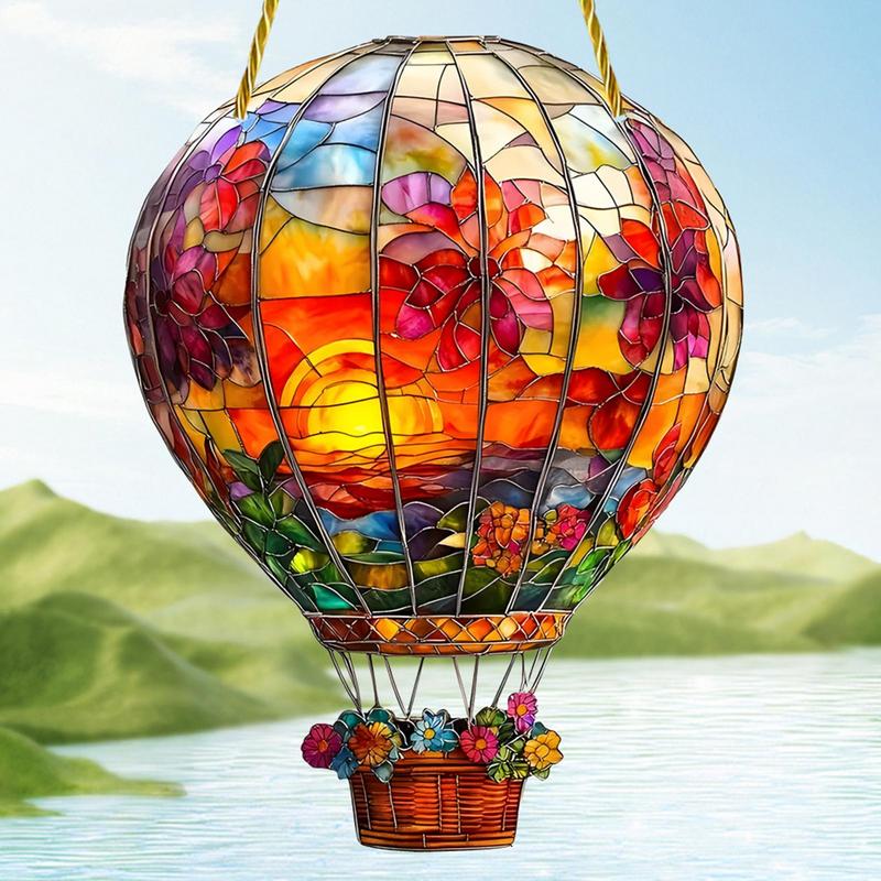 Hot Air Balloon Sun Catcher Acrylic Wall Hangable Colored Decor Indoor Window Decor Hangable Art for Indoor Outdoor
