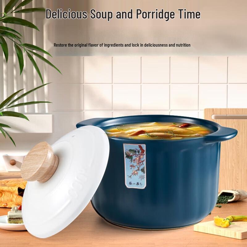 Zhang Xiaoquan Blue Ceramic Casserole Pot 4.2L