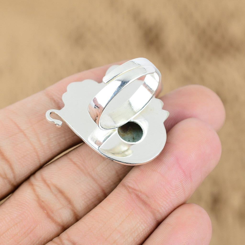 Mothers Day Sale Sterling Silver Larimar Stone Flower Statement Daughter Ring