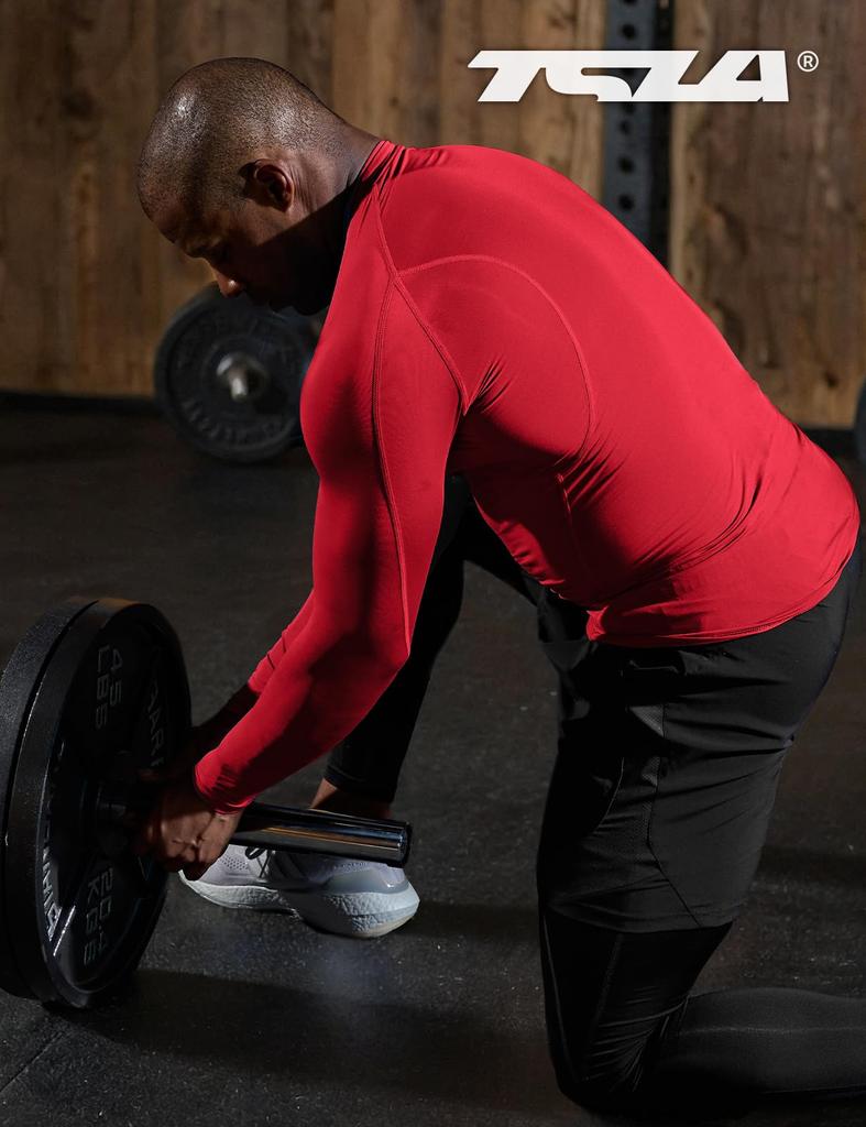 Tesla High Neck Compression Wear UV Long Sleeve Sports Compression Sports Base Layer Men's [Stretchable, Protection, Sweat-Wicking, Quick-Drying]