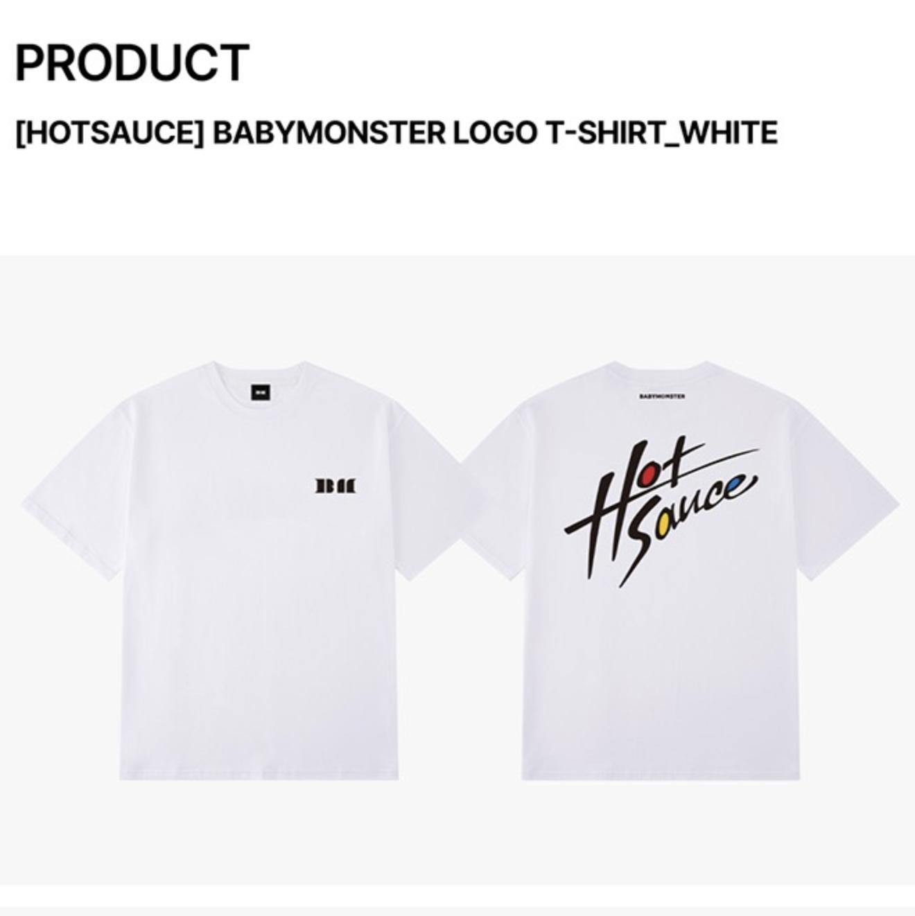 [HOTSAUCE] ФУТБОЛКА С ЛОГОТИПОМ BABYMONSTER (Белый черный) M, L, XL белый