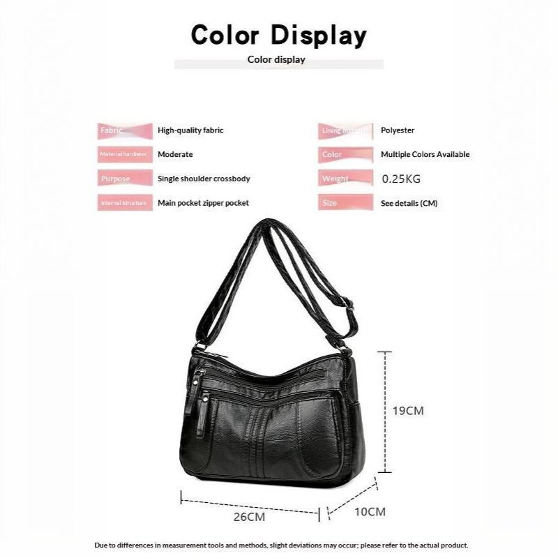 Retro Soft Leather Shoulder Bag Multi Pocket Solid Color Crossbody Bag Perfect for Business Trips Grocery Shopping