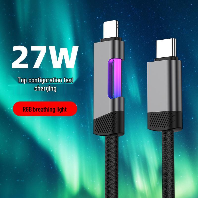 Multi-Brand Car Charging Cable with Light Display: Compatible with Apple, Huawei, Xiaomi, OPPO, Honor, VIVO, Realme, OnePlus.