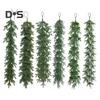 2 stk Kunstig furunålsguirlande Realistiske Håndlagde Furugrener Juleoppheng Grønn Guirlande til Juledekorasjon av Dør og Peishylle