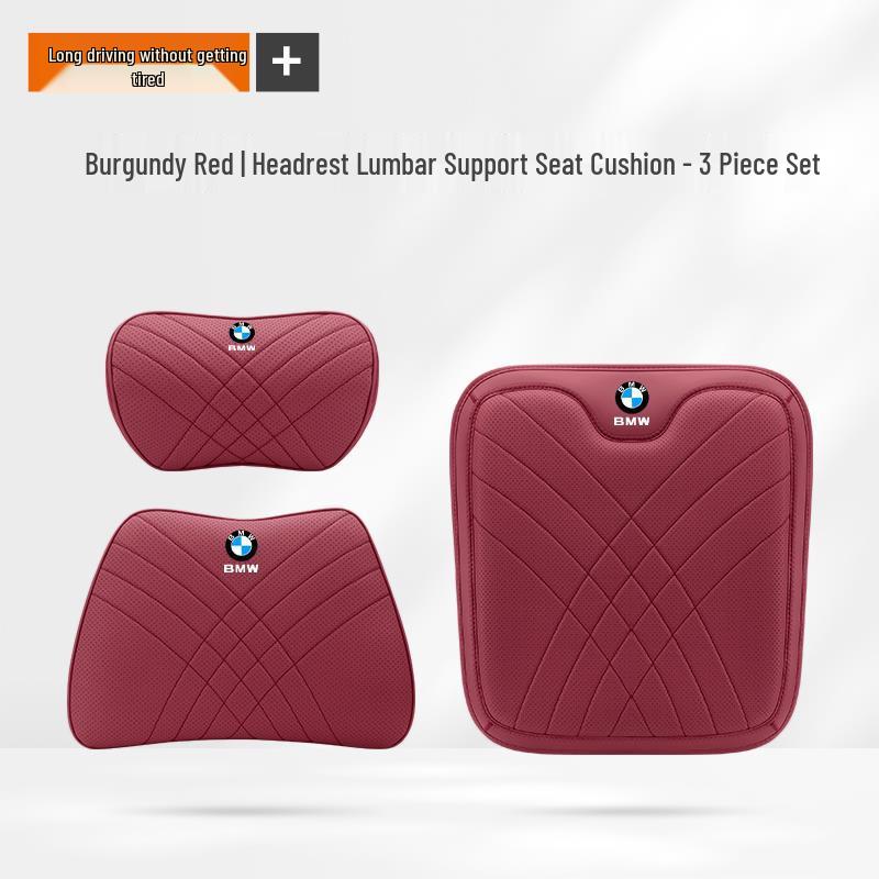 BMW Neck & Lumbar Support Pillow - Fits 1, 3, 5, 7 Series, X1, X3, X5, X6 - Car Interior Accessory