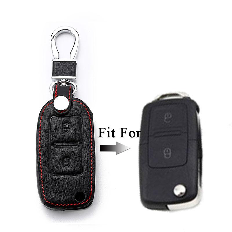 

Genuine Leather Keychain Key Ring Cover Case For Skoda Octavia 2 A7 A5 Fabia Superb Car-Styling For VW Polo Golf 4 5 6 Passat