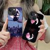 Luna Moon Cat Mobile Phone Case for iPhone 17 16 15 14 13 12 11 X XR XS 8 7 Air Pro Max Plus Mini Colorful Silicone Cover Cover