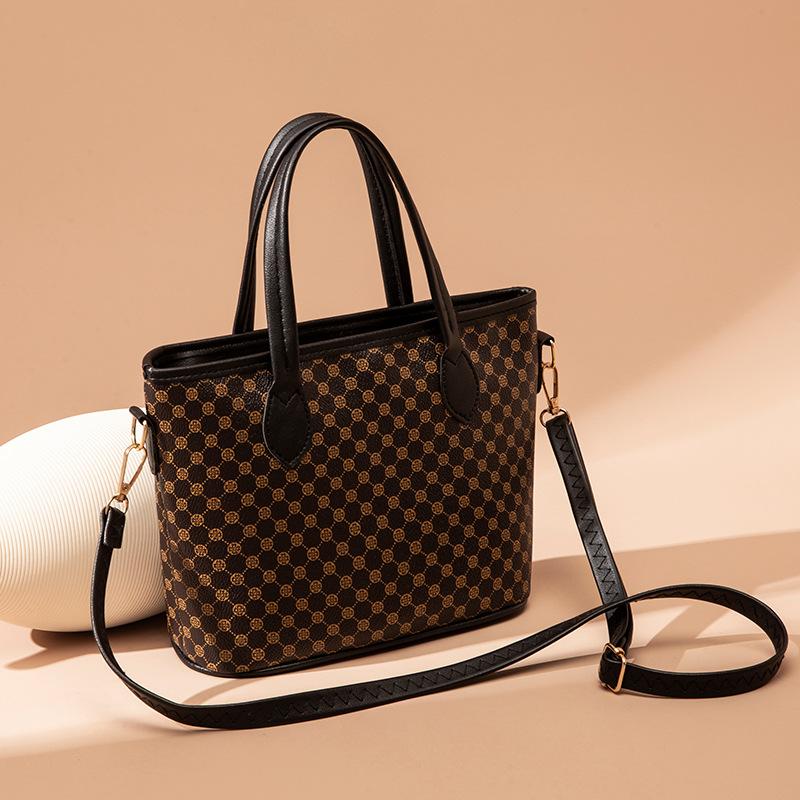 Retro women's bags, vegetable baskets, handbags, business polka dots, buckets, bags, single shoulder crossbody textured large-capacity bags