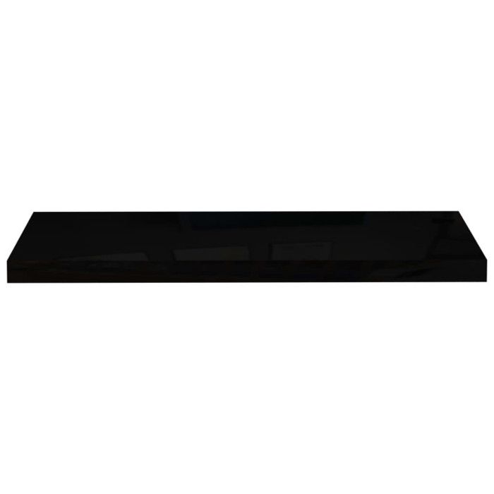 VidaXL Floating Wall Shelf 2 Pcs High Gloss Black 80x23.5x3.8 Cm MDF