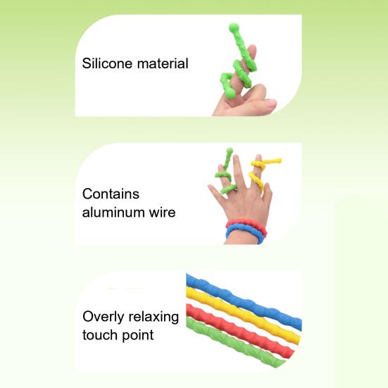 Stress Relief Sensory Stick Toy Silicone Flexible Twisting Stick Fidget Toy Portable Travel Decompression Textured Stick Toy