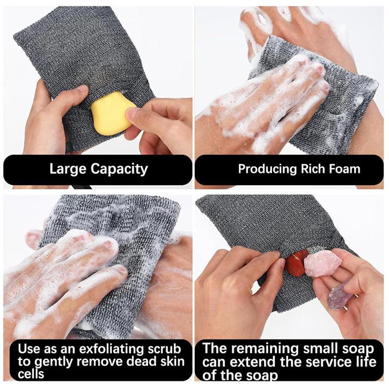 1/2PCS Bath Cleansing Foaming Net Soap Bag Body Exfoliating Scrubber Sponges Pouch Bathroom Nylon Soap Pocket With Lanyard