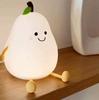 Pear-Shaped Silicone Night Light - Cute Atmosphere Lamp for Girls' Bedroom, Birthday Gift, Bedside Table Lamp
